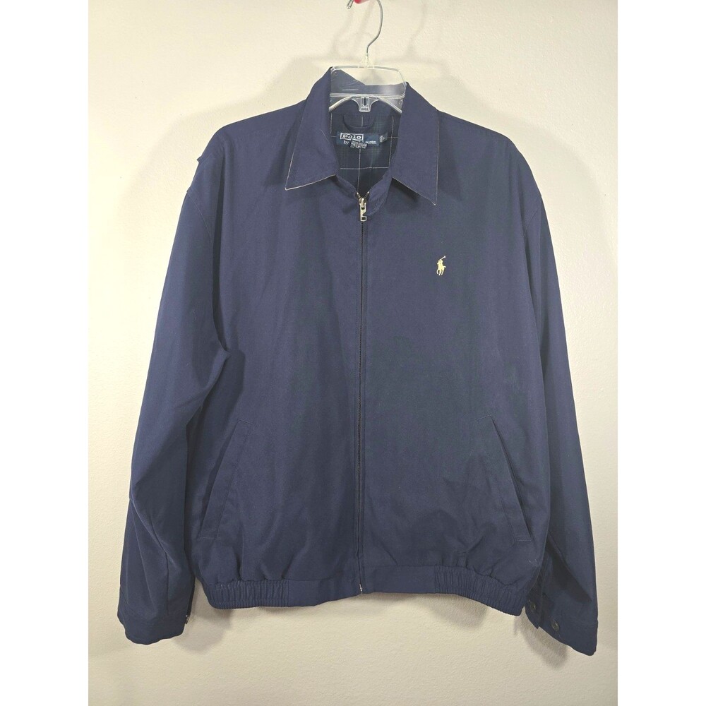 Polo Ralph Lauren Harrington Jacket Vintage 90s Navy Plaid Lined Men’s Large BF